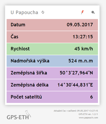 Zobrazení na webu v režimu GPS server