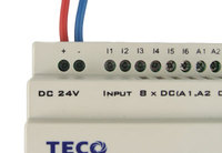 Příklad připojení napájení k variantě pro 24 V DC. Odpovídající rozsah i polarita je vždy vyznačena.