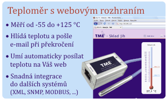 TME - Ethernetový teploměr s webovým rozhraním